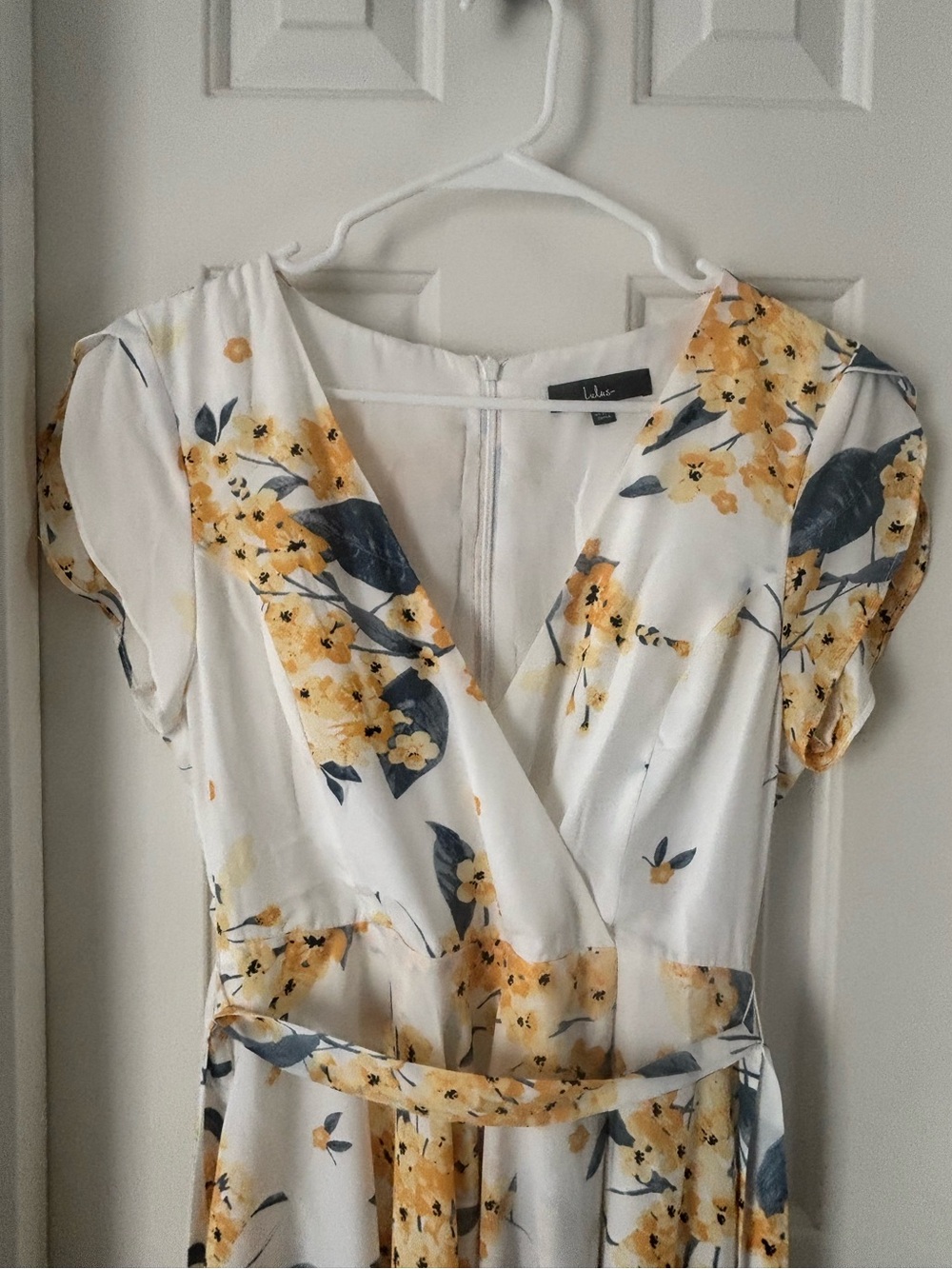 Lulu's White Floral V-Neck Hi-Low Midi Dress - Picture 6 of 13